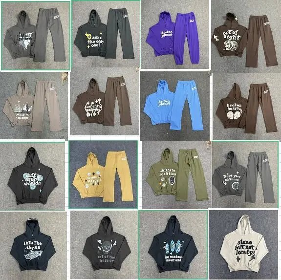 Basic foam letter set, loose men's and women's hooded sweatshirt, straight sweatpants  