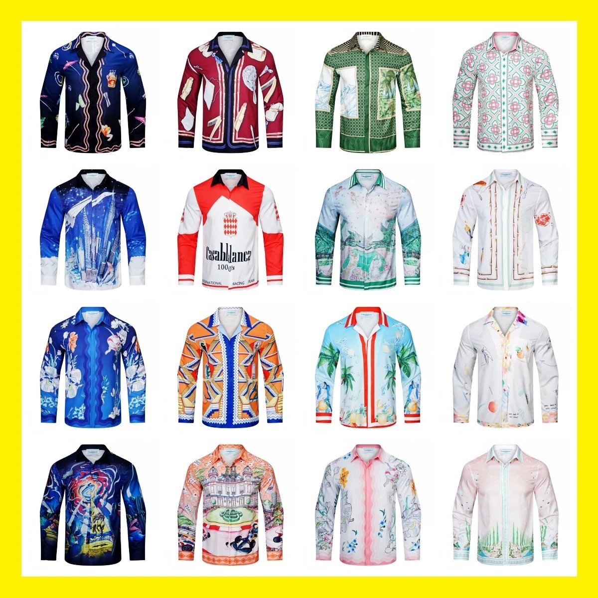 Long Sleeve Shirt Racquet Fashion Retro Floral Print Shirt Couple Wear  