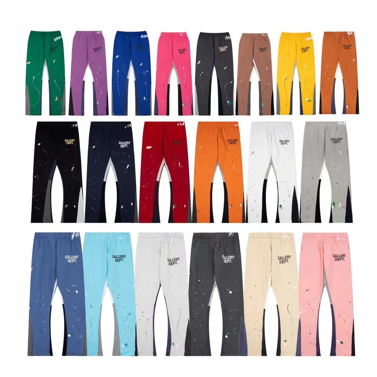 Classic letter splash graffiti print stitching versatile sweatpants for men and women casual trousers  