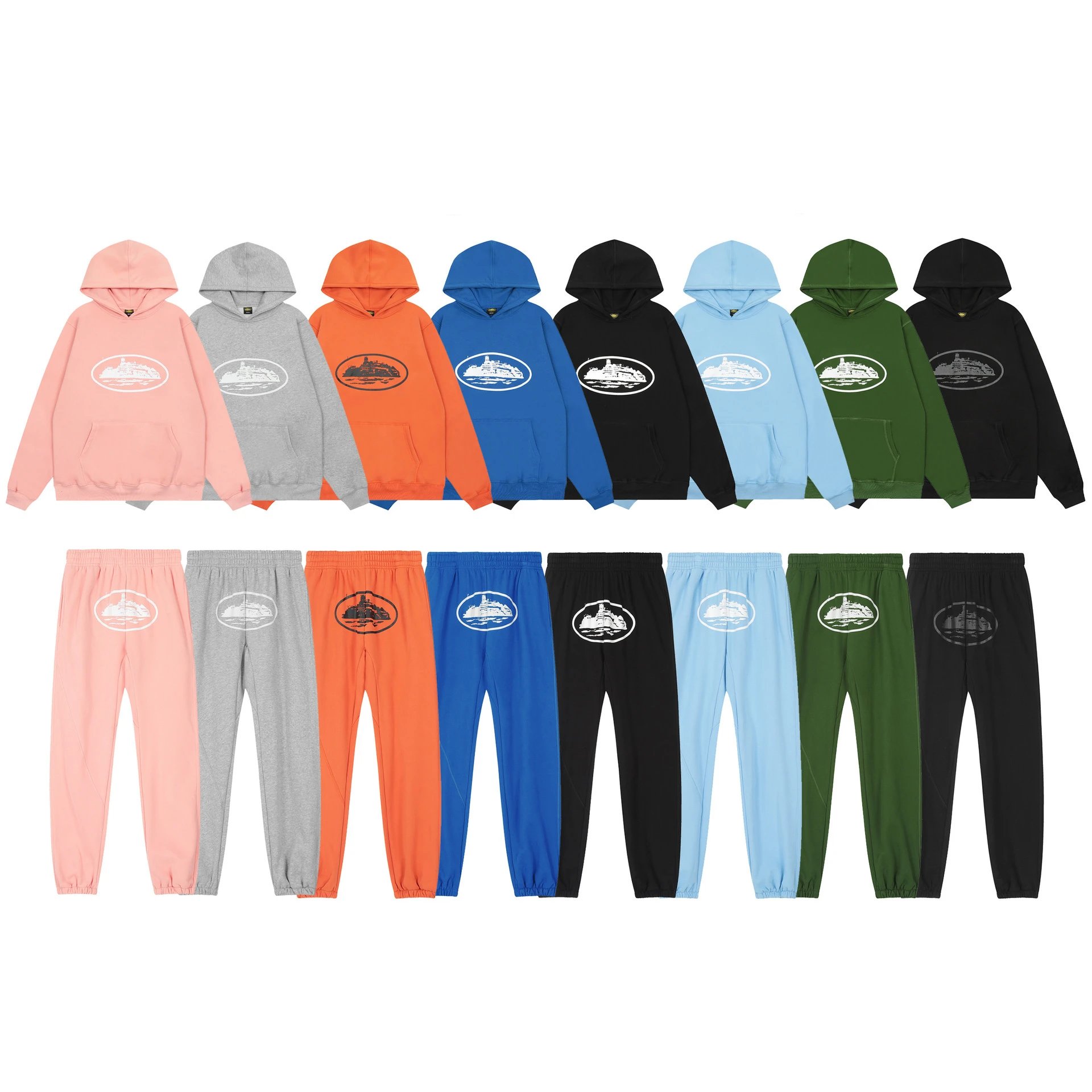 fleece hoodie sweatshirt men and women high street sports casual sweatpants set  